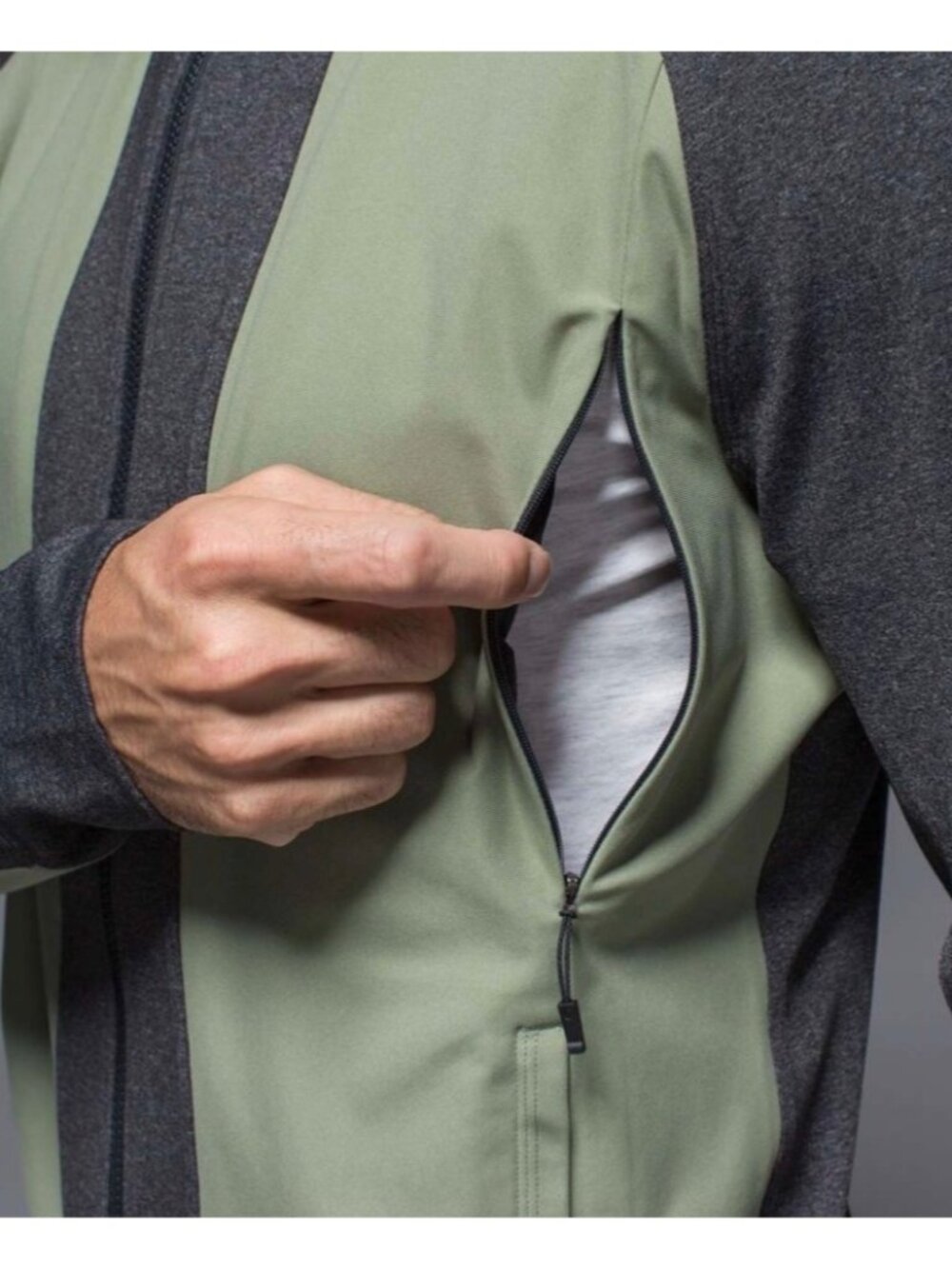 Lululemon Tactic Size Large Men's Full Zip Jacket Heathered Gray Green Pockets A - Picture 8 of 12